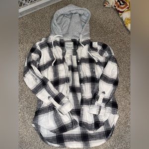 Distressed American Eagle Hooded Flannel